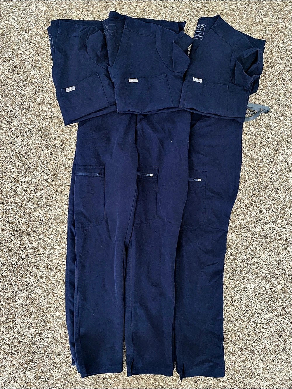 FIGS Catarina Scrub Top and Yola High-Rise Slim Scrub Pant Scrub Set navy XXS